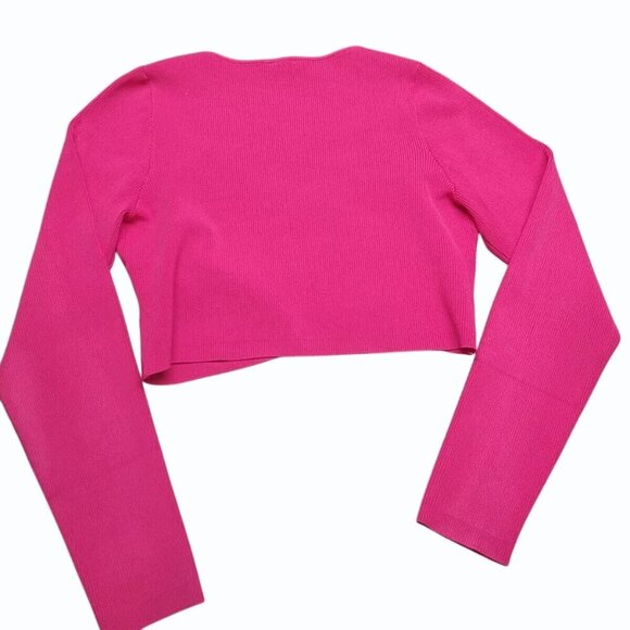 Express Body Contour Wrap Sweater Crop Top Womens Size XL Pink Legally Blonde - Picture 5 of 11